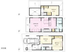 B号地 間取り:3LDK 延床面積:91.58平米 建物価格:2800万円