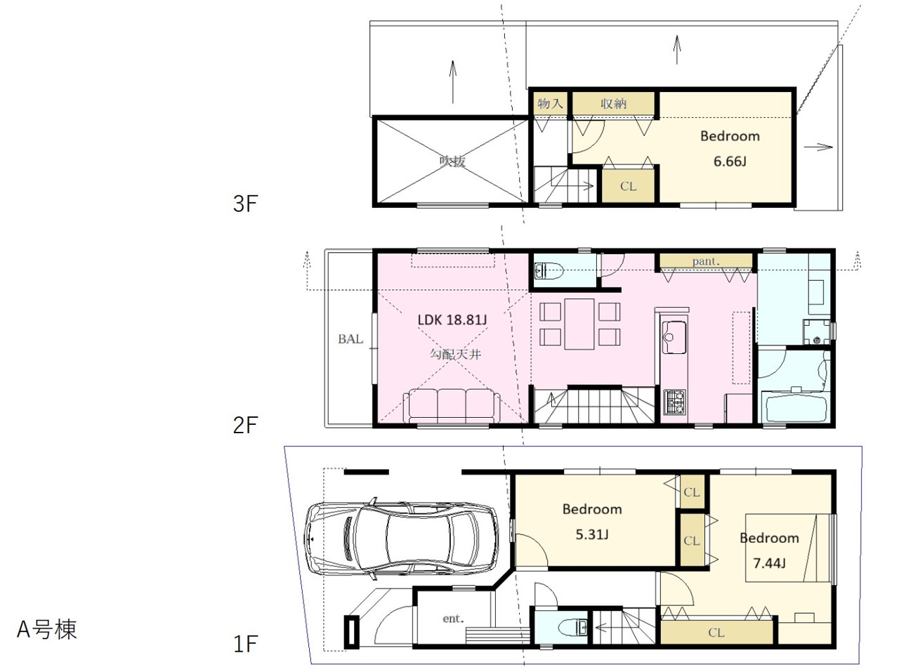 間取り：３ＬＤＫ　延床面積：94.49平米　建物価格：2900万円